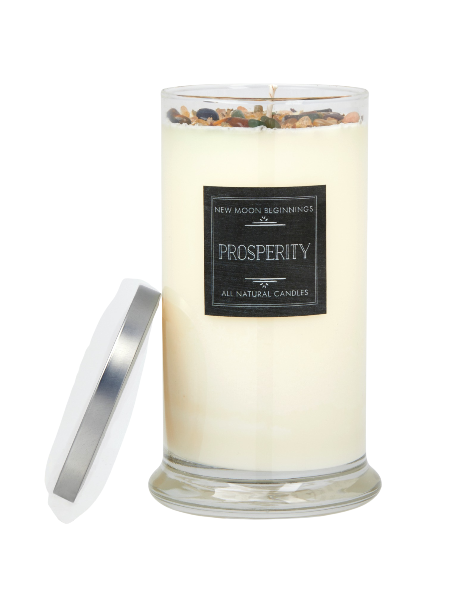 New Moon Beginnings - Wholesale Jar/Filled Candle - Prosperity Candle - Soy Candles - Herb & Crystal Candle2