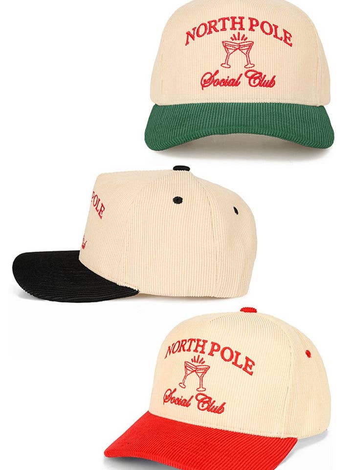 TCM0123 North Pole Social Club Corduroy Trucker Hat for wholesale by MiMi Wholesale