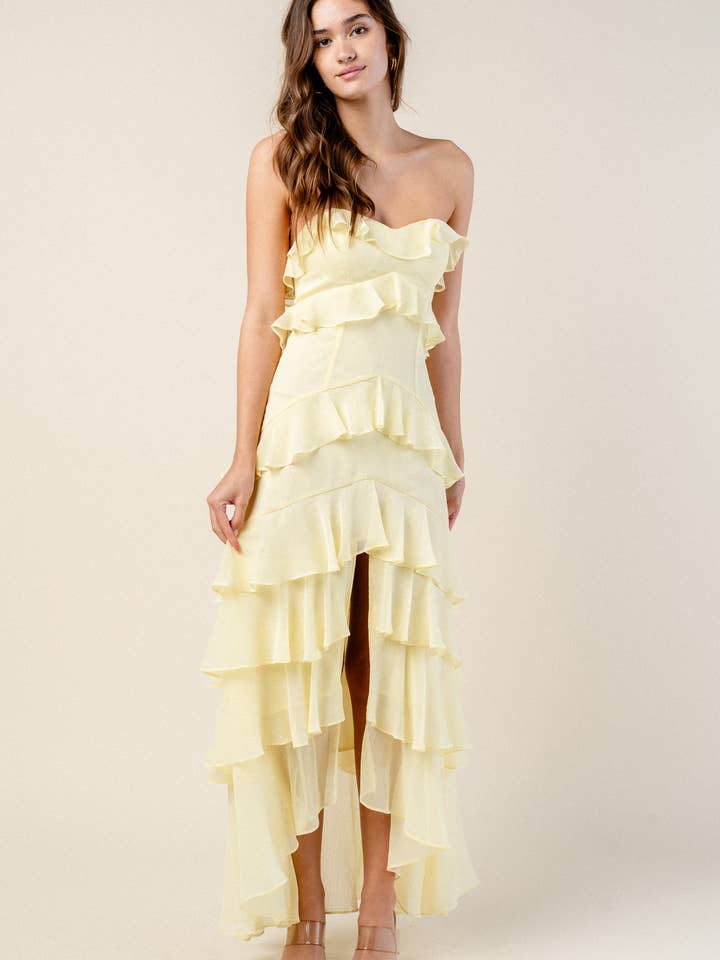 BEIVY & COLLABO – wholesale Klänning - Dam – BD12806K / YORYU CHIFFONG VOLANGLAGER MAXIKLÄNNING13