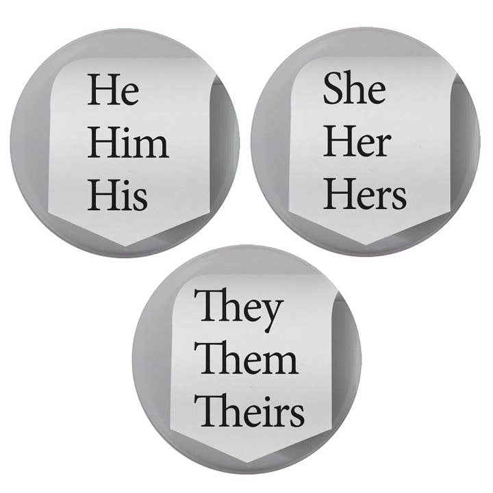 Greys 1.25" Pronoun Buttons for wholesale by Buttonsmith