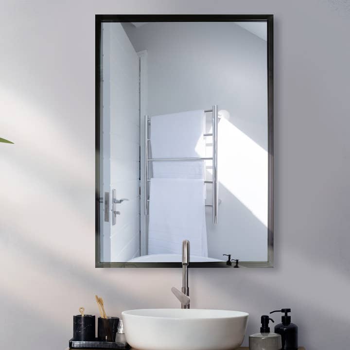 24x35 Rectangle Black Metal Mirror for wholesale by Northwood Collection