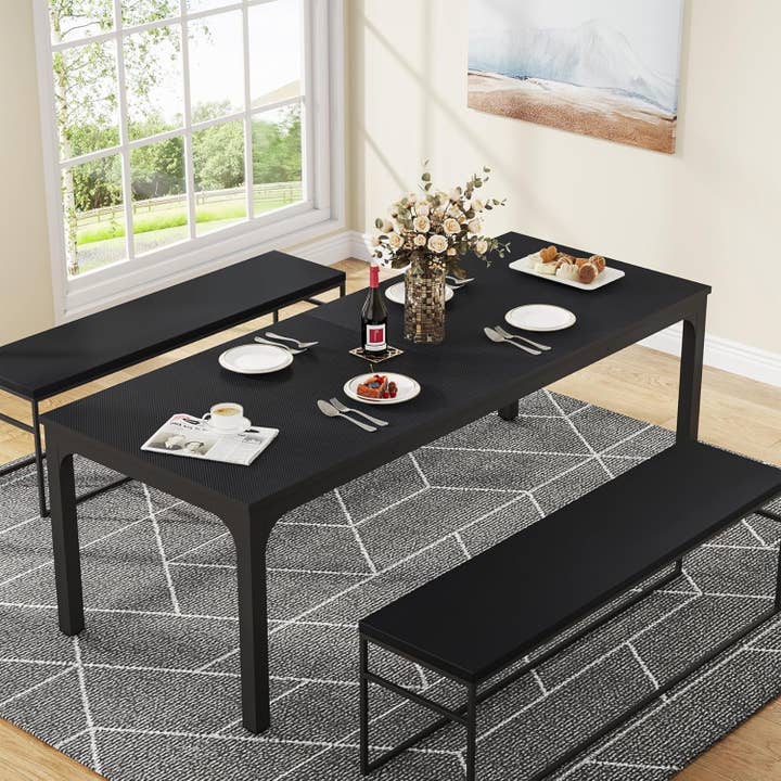 Black 78 Inch Rectangle Dining Table For 6 To 8 People for wholesale on Faire1