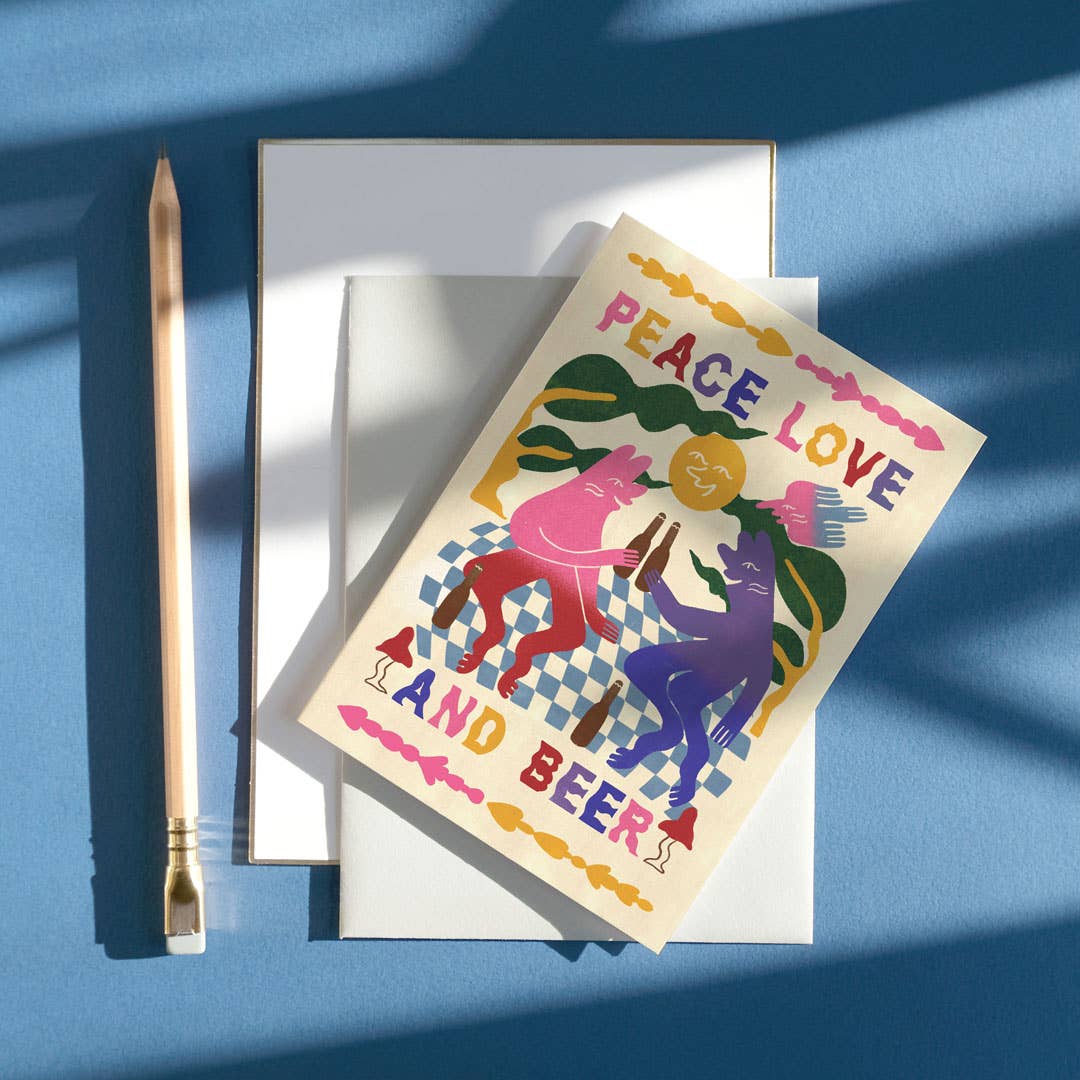 Printer Johnson Ltd - Wholesale Love Card - Peace, Love & Beer | Everyday greetings card | fun1