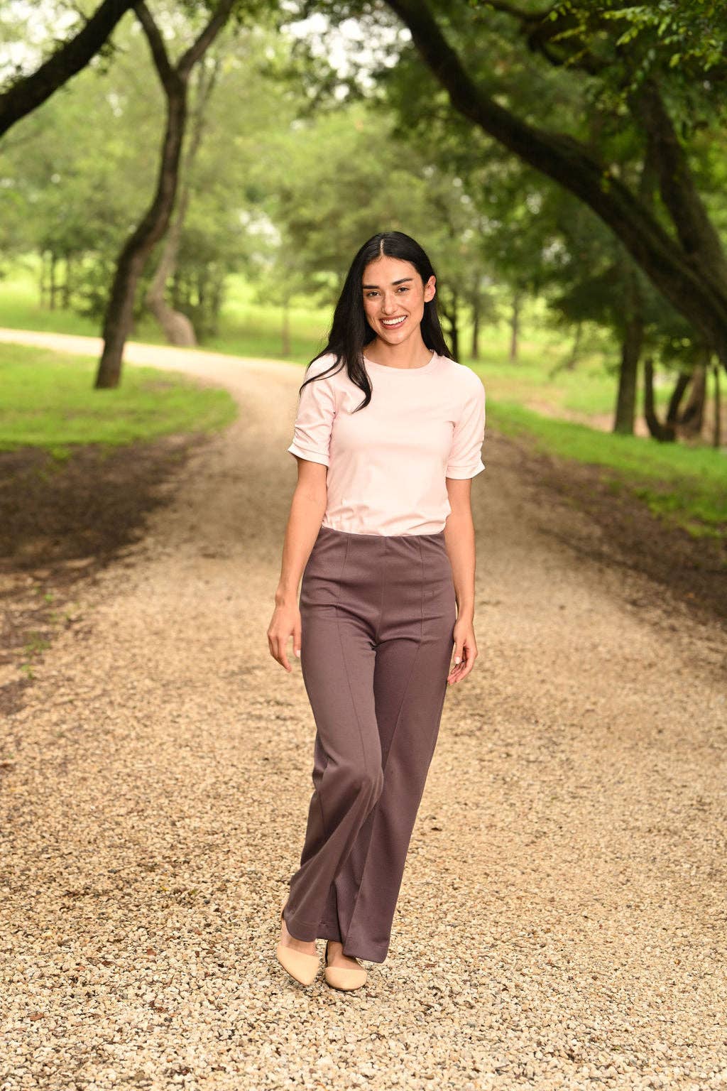 Sugar Bee Clothing - Wholesale T-Shirt - Women's - Fall Clothing - Josie 3/4 Ruched Top - Pink2