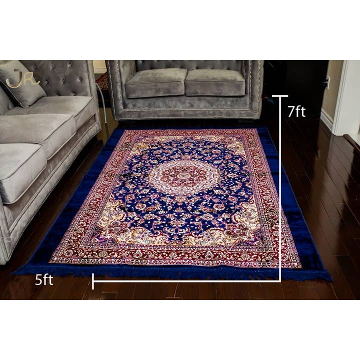 Blue Floral Silky Area Rugs, Lightweight Washable Accent Rug for wholesale by JRE Home Decor
