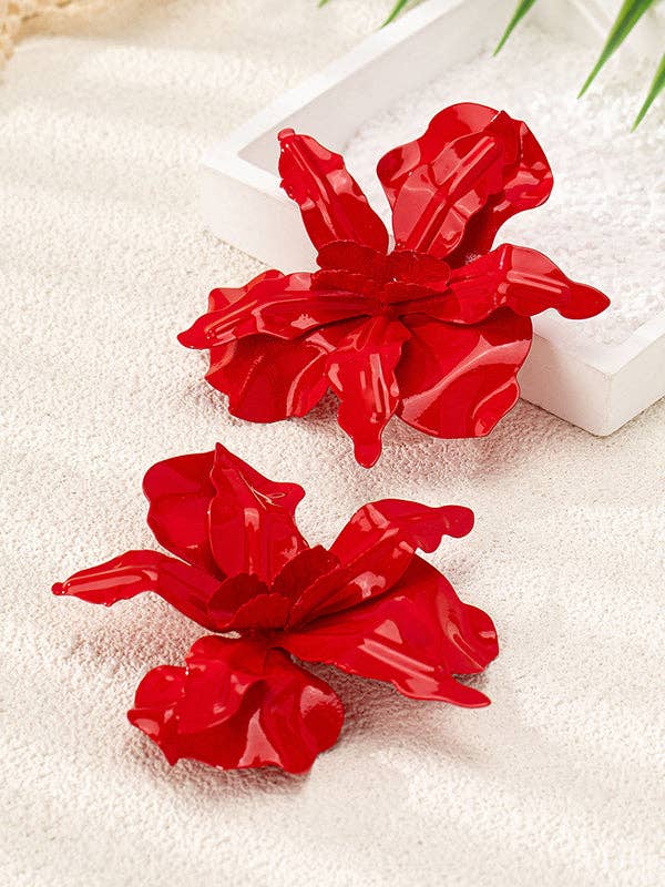 Red Flower Shape Drop Earrings for wholesale on Faire2
