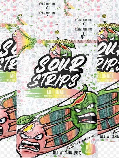 Sour Strips Melonade 10 count for wholesale by Mr. YuYu's Chililicious Candy