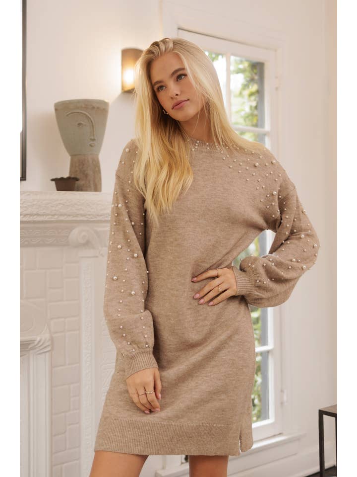 Endless Blu - Wholesale Dress - Women's - SWD3595 PEARL EMBELLISHED SWEATER DRESS7