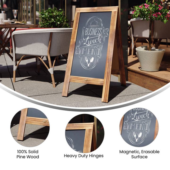 HBCY Rustic Brown Wooden A-Frame Magnetic Chalkboard for wholesale on Faire3