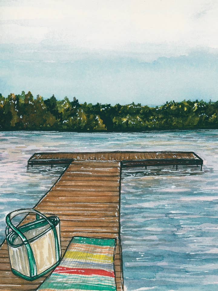Meet Me at the Lake! Dock on the Lake Art Print for wholesale by artxnikki