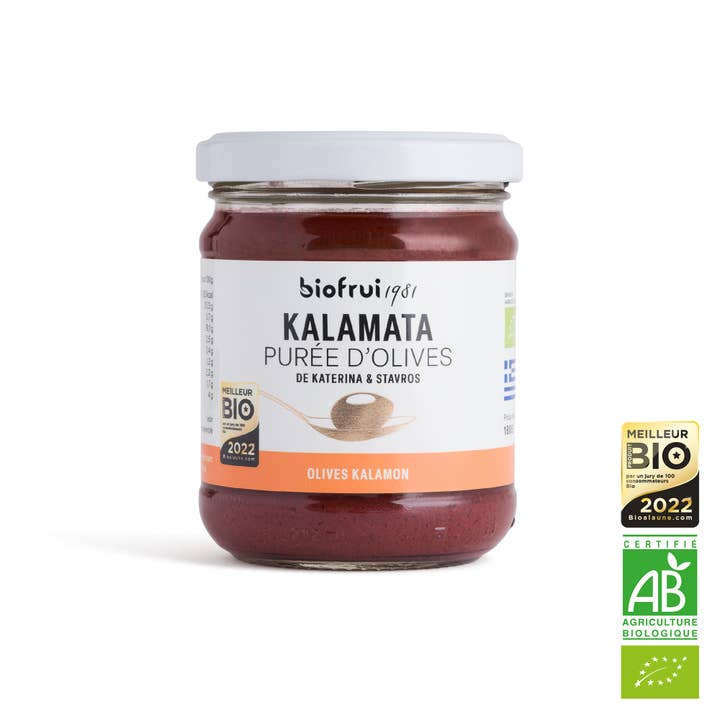 Organic Black Kalamon Olive Paste from Kalamata | Jar 180g for wholesale by BIOFRUI1981 / Ex-Biofruisec
