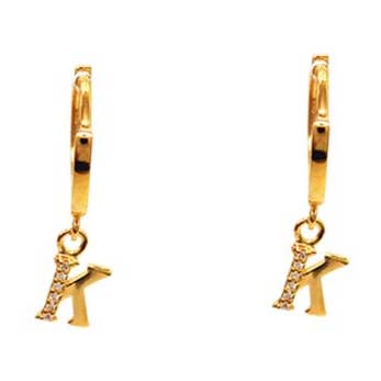 ST CZ GULD HUGGIE BOGSTAV 'K' ER for engroshandel hos Fabienne