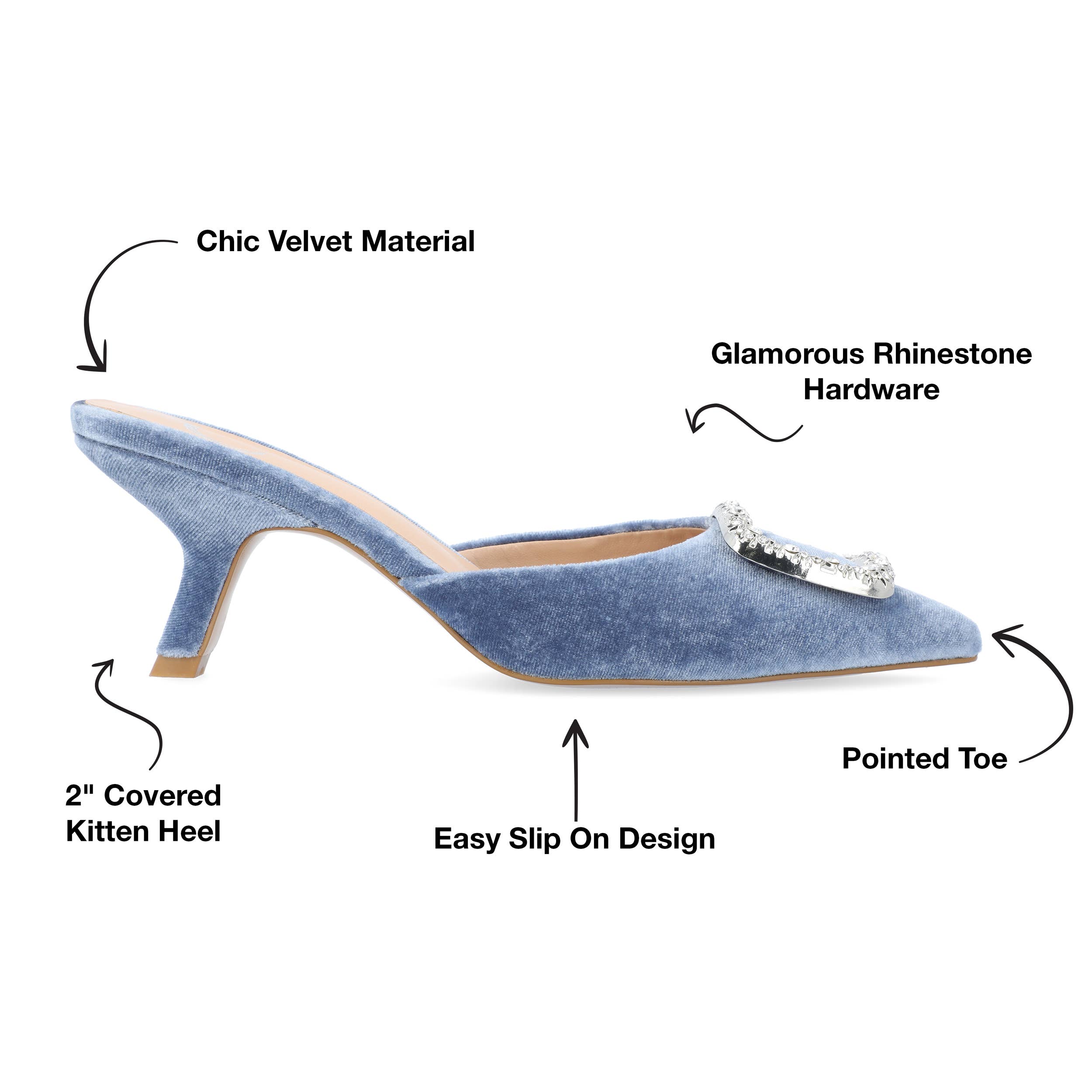 Journee - Wholesale Low Heels - Women's - Rishie Kitten Heeled Mules In Velvet19