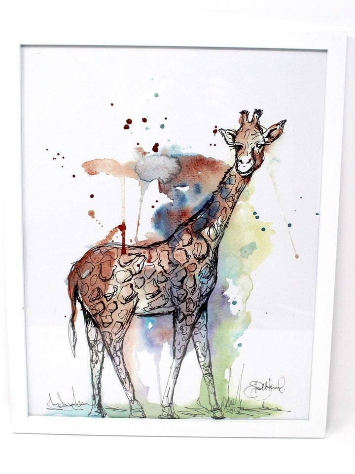 Stampa artistica con giraffa mista per la vendita all'ingrosso da parte di Shelby Kregel Art and Design