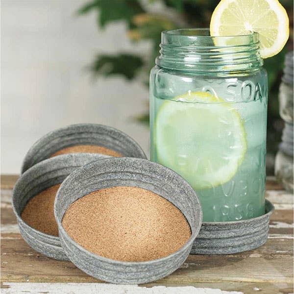 CTW Home Collection - Wholesale Coasters - Set of Four Mason Jar Lid Coasters - Bottoms Up