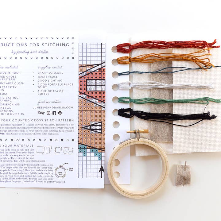 Junebug and Darlin - Wholesale Embroidery/Cross Stitch Supplies - Vintage Cabin Kit