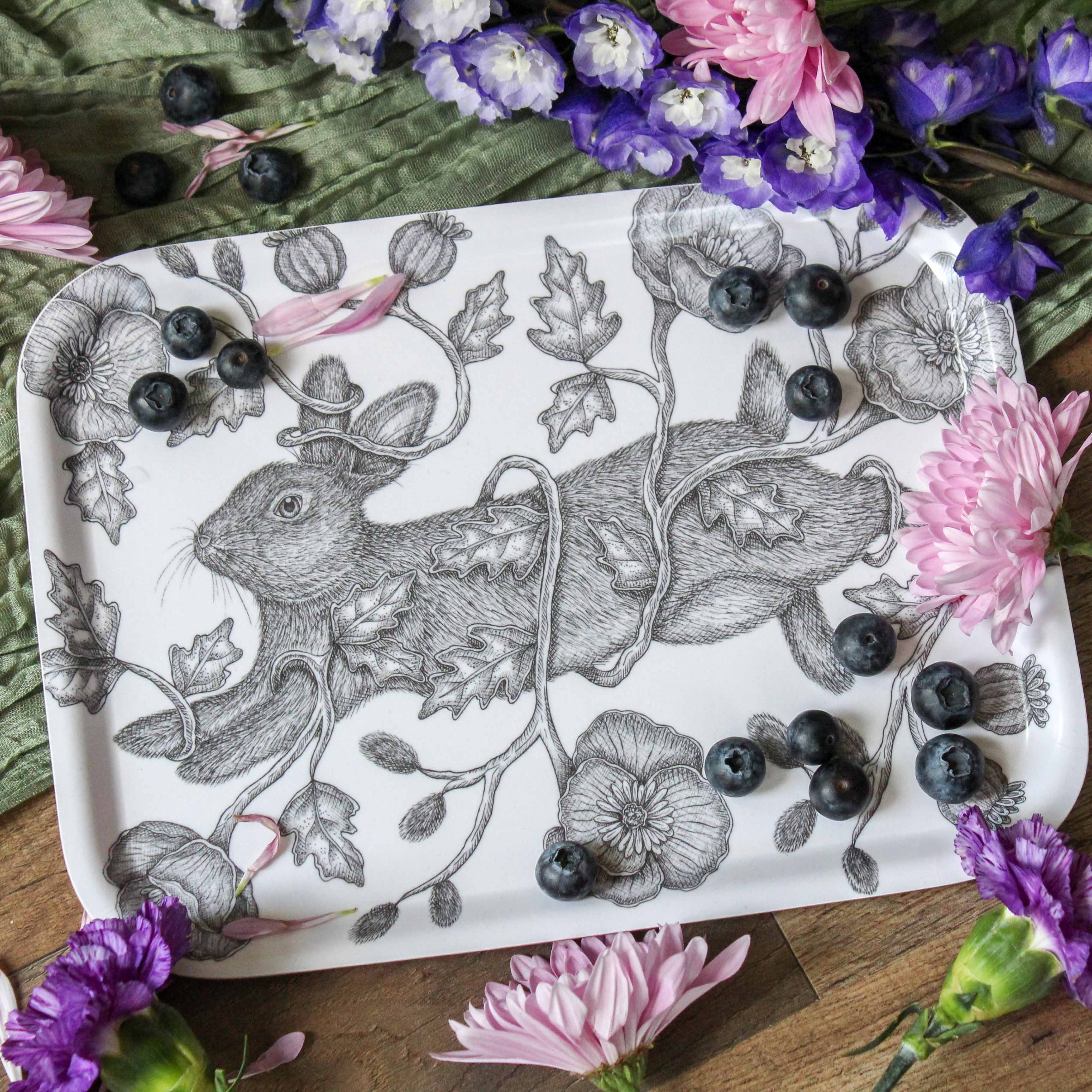 Mackenzie Myrick Studio - Wholesale Dienblad - Door de klaprozen | Rabbit Birch Tray4