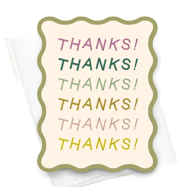 Thanks Wavy Die Cut Notecard for wholesale by Easyhand Goods – formerly Onderkast