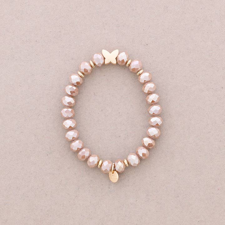 Sonata - Wholesale Beaded Bracelet - Elastic Bracelet with Faceted Crystal Butterfly Metal11