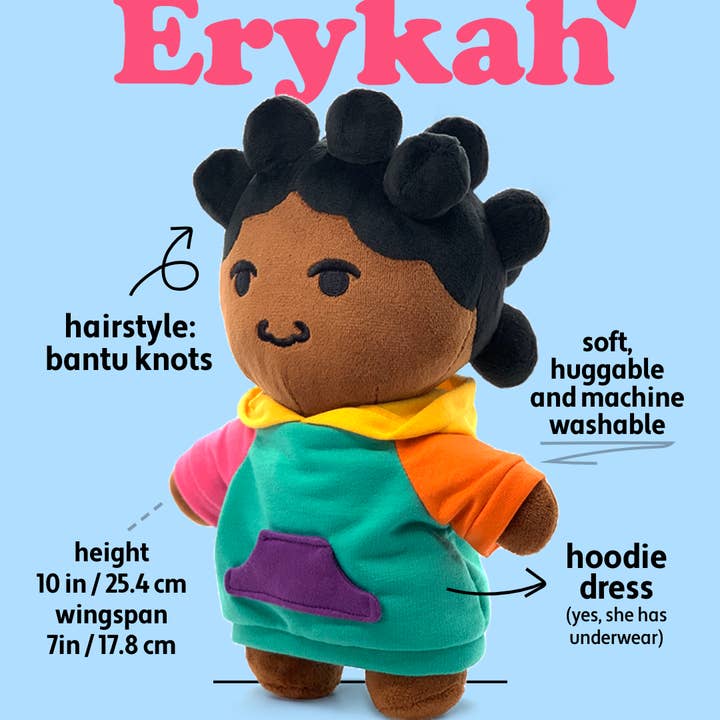 Zuri & Dre - Wholesale Stuffed/Plush Toy - Kids & Baby - Erykah Bantu Knots Black Girl Plush Doll Toy2