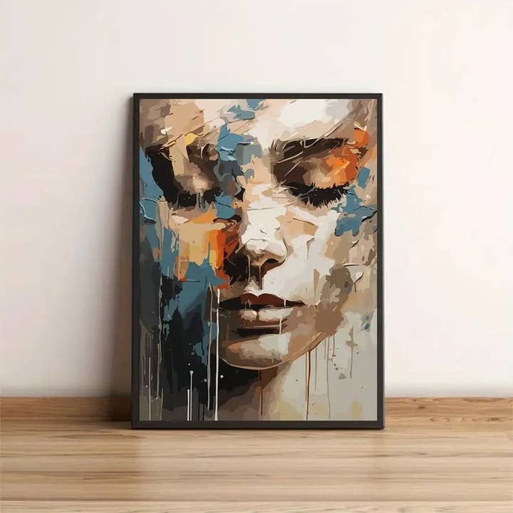 Huis Van Merken - Wholesale Art Print - Unframed Canvas Modern Art – Women Face Portrait Print for Bedroom & Living Room