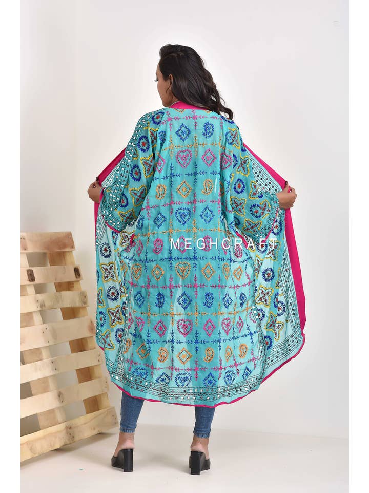 Meghcraft - Wholesale Kimono - Women's - Embroidered Kimono Cardigan | Phulkari Kimono Robe Plus size1