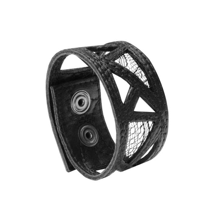 Bracciale in pelle nera con laccio - Sevsevad per la vendita all'ingrosso da parte di SEV SEVAD