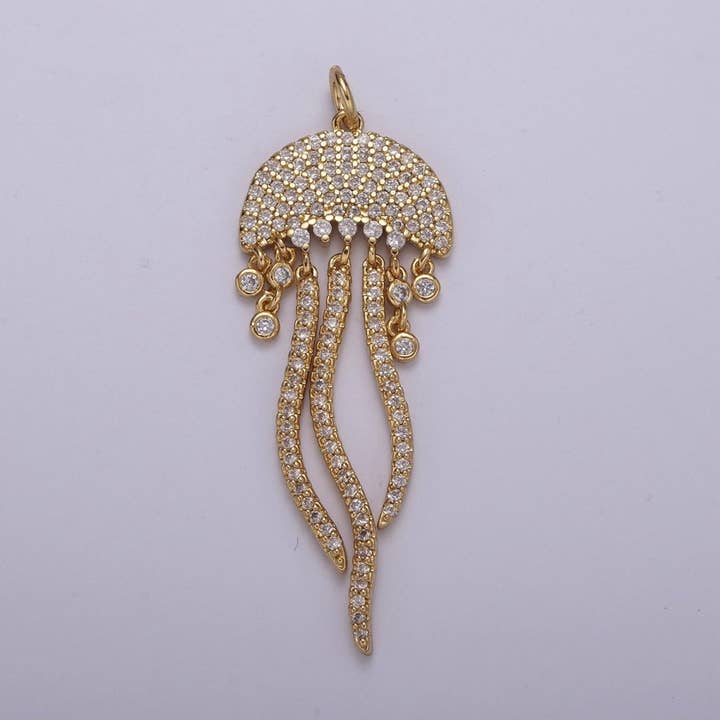 14K Gold Filled Jellyfish Charm Micro Pave Dangle Charm Ocean Lover Pendant Under The Sea Inspired Nautical, Beach Charms N-220 N-221 for wholesale on Faire2