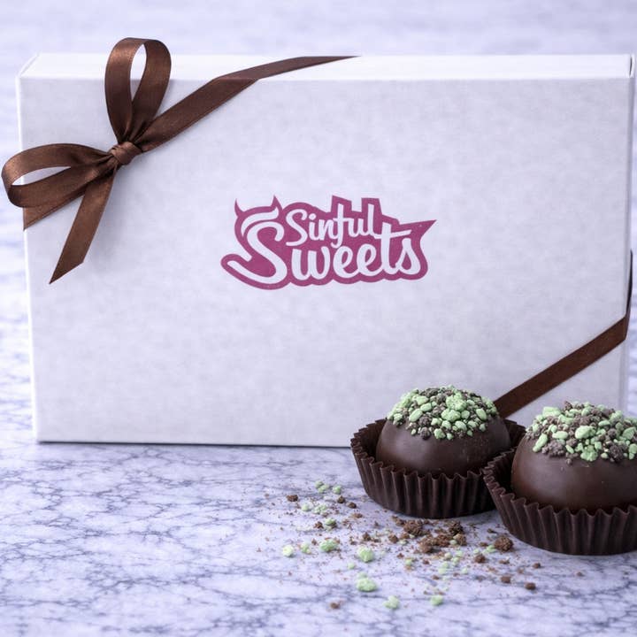 Dark Mint Truffles, 12PC for wholesale by Sinful Sweets Chocolate Company
