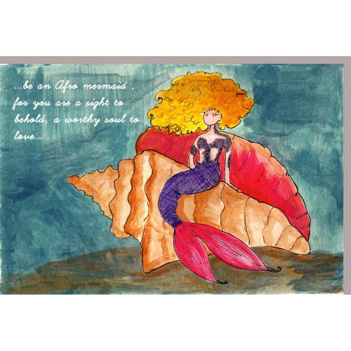 4"x 6" Mermaid Sea Shell Card for wholesale by Little Feet's Opus, LLC