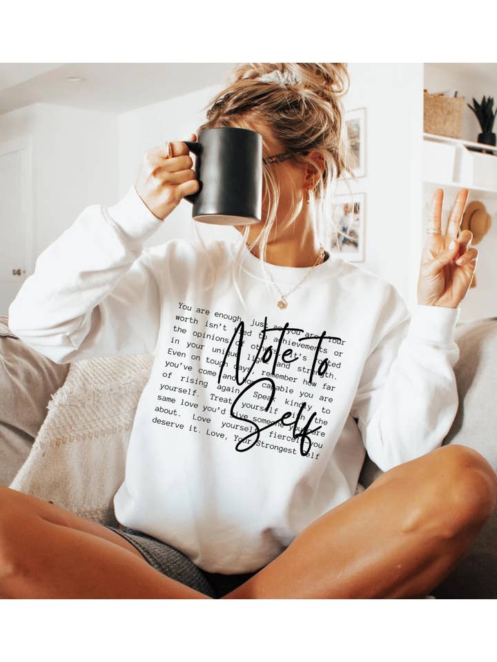 Peach Closet - Wholesale Graphic sweatshirt – Women’s - Note To Self T-Shirt or Crew Sweatshirt