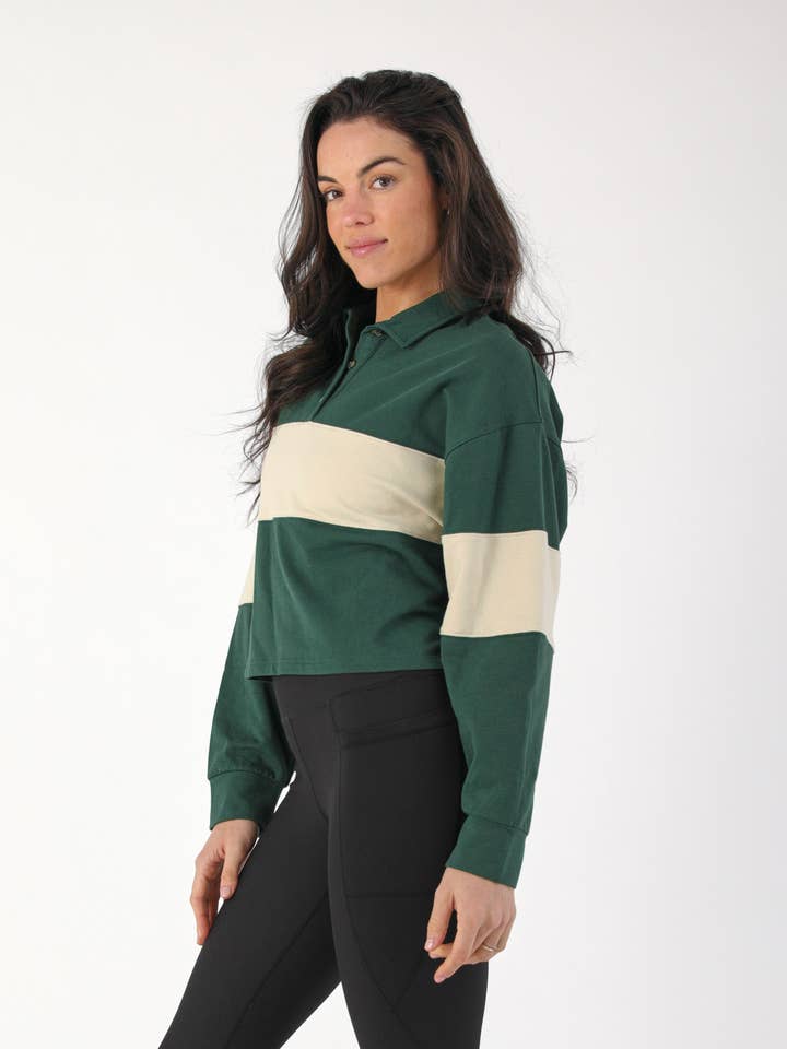 Forest Oatmilk Lounge Skimmer Polo: Forest/Oatmilk for wholesale on Faire1