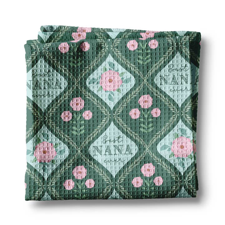 Canary Road - Wholesale Tea Towel - Floral Best Nana Ever Mother's Day Gift Kitchen Towel Waffle