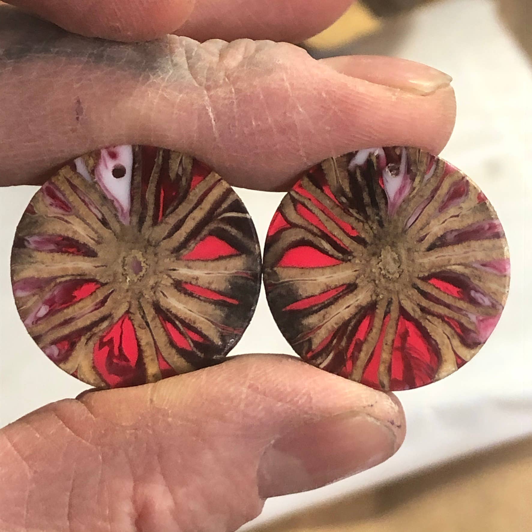 Forest Life Creations - Wholesale Dangle Earrings - Round Magnolia Pod / Resin Earrings1