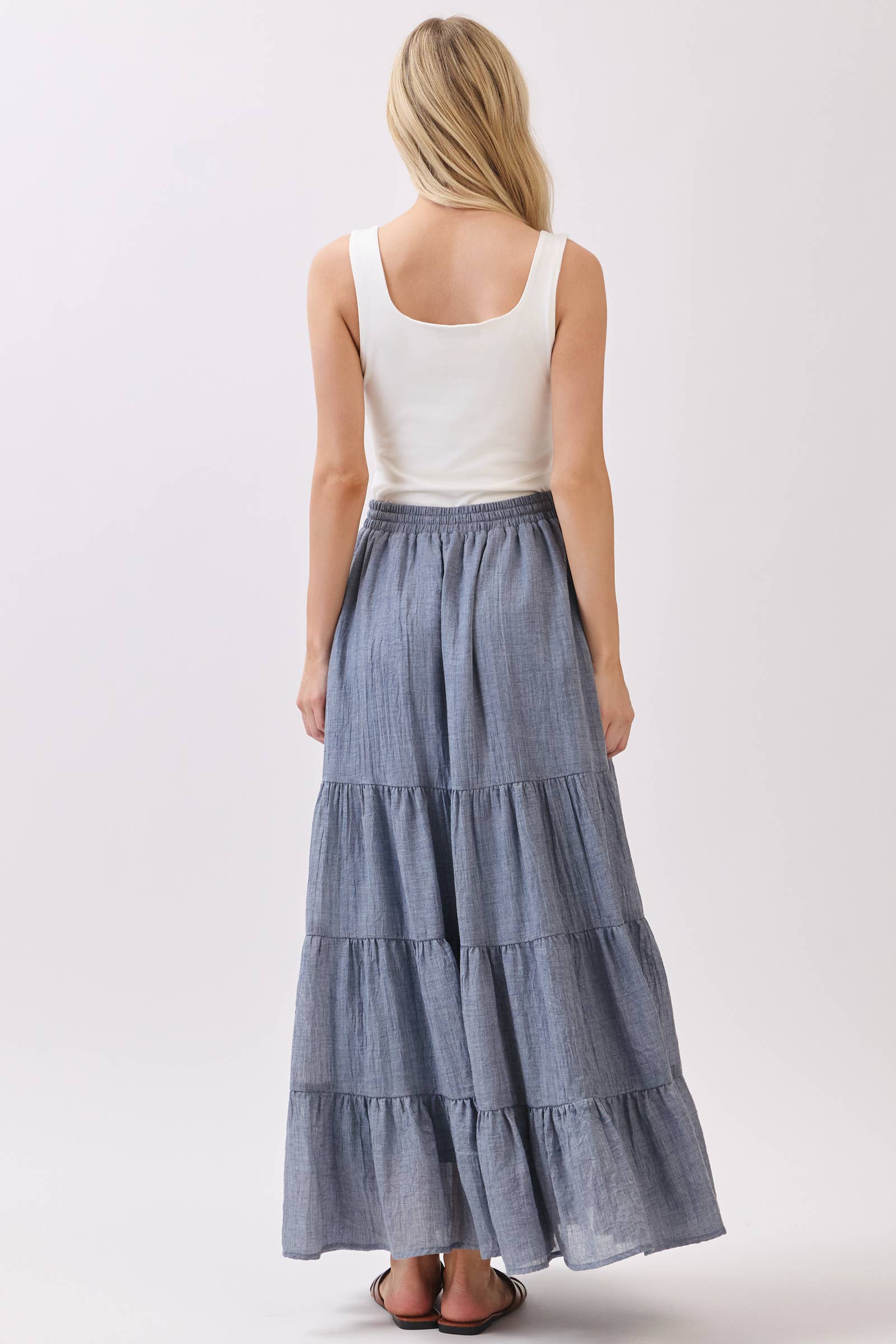 Final Touch - Wholesale Skirt - Women's - Tiered Coconut Tie Detail Maxi Skirt - VS300926