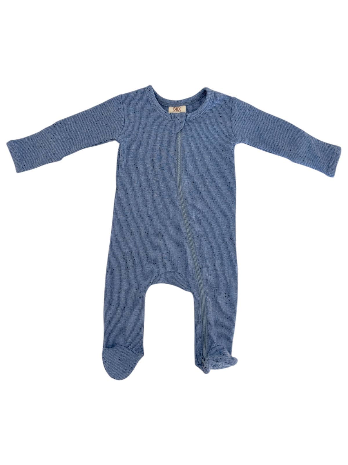 SIIX Collection – wholesale Jumpsuit – Baby – Blue Speckle / 2-Way Zip Footie2