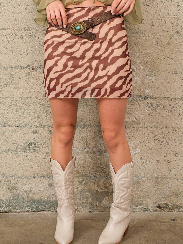 Saia Curta Malha Forrada Animal Print por atacado de A July