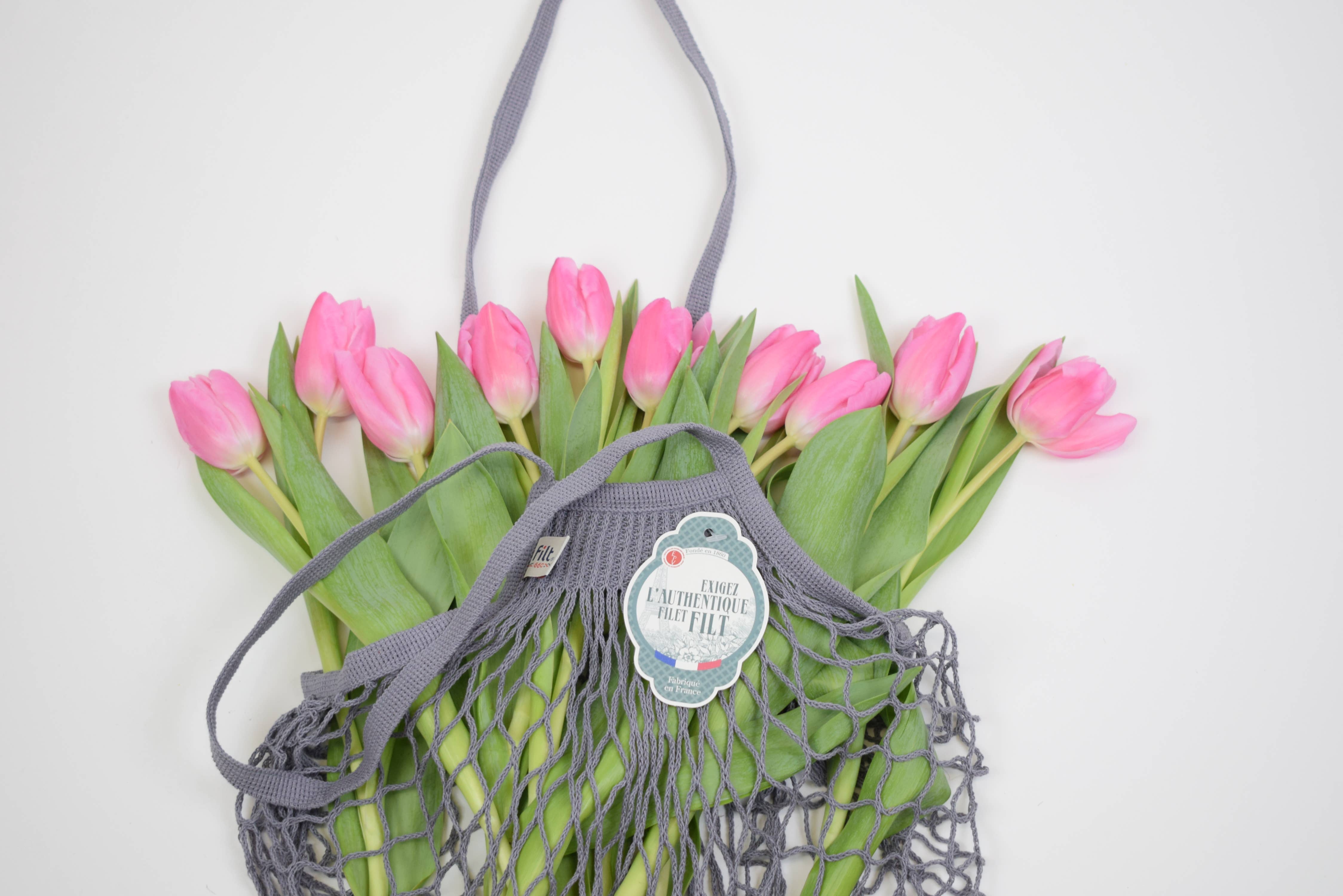 Filt1860 - Wholesale Grocery/Shopping Bag - Gris Lead Net shopping bag long handles1