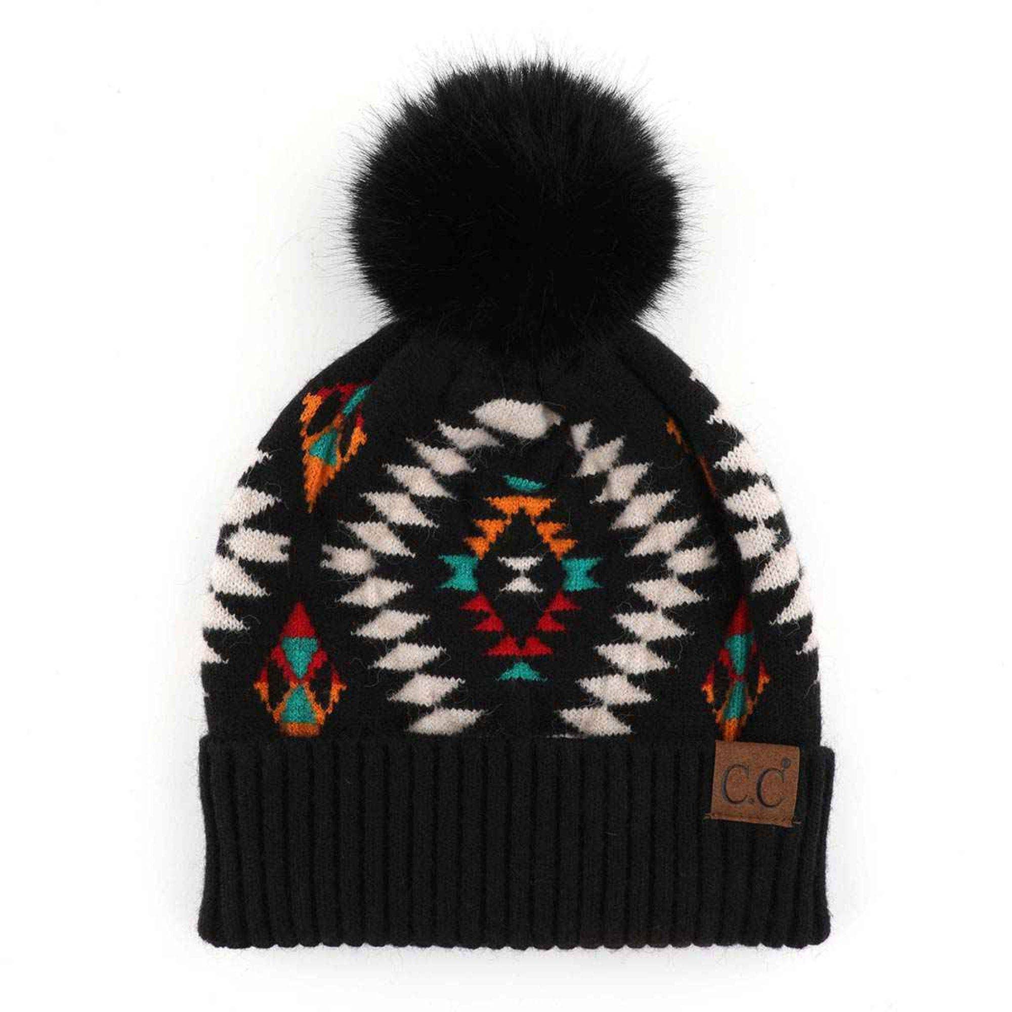 MiMi Wholesale - Wholesale Beanie - Women's - HAT3001 Elena Aztec Pattern Pom Beanie1