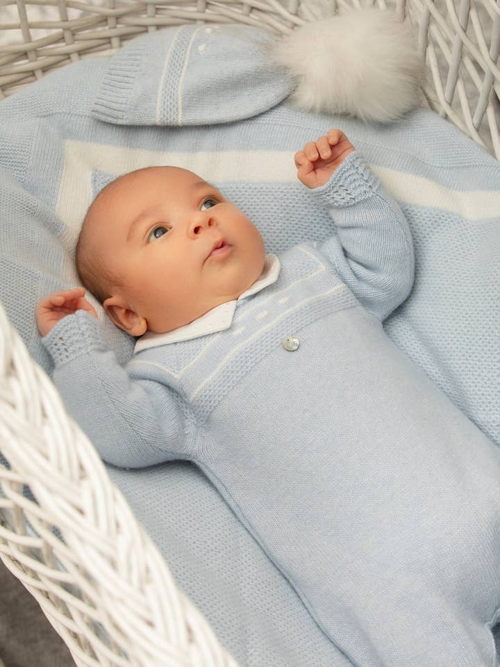 Pelele azul de punto tricot recién nacido | Dr. Kid by Charanga for wholesale by Charanga