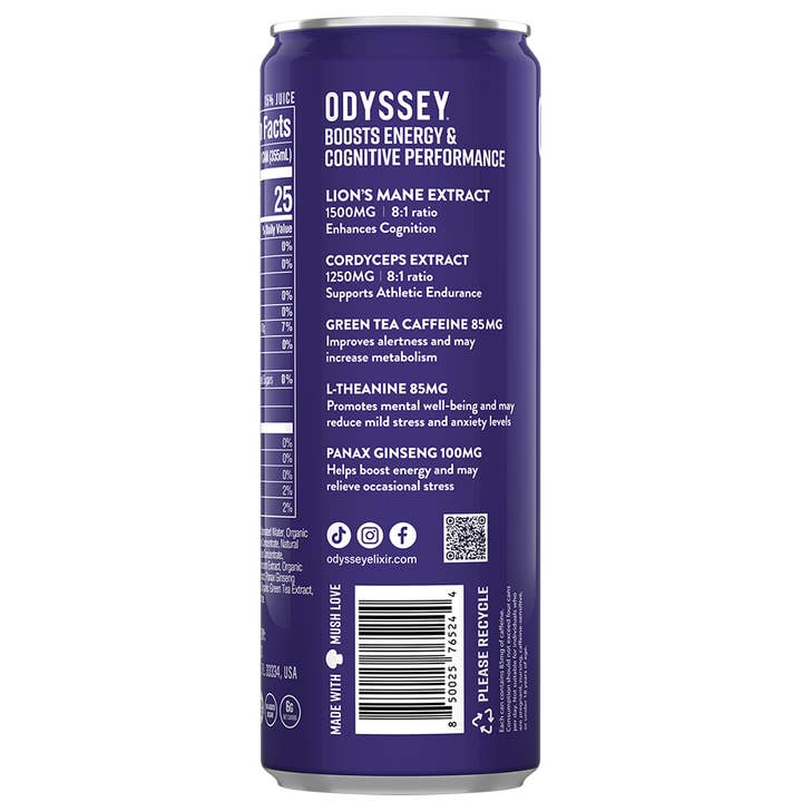 Odyssey Elixir - Wholesale Sports/Energy Drink - Blackberry Lemonade 85mg Sparkling Mushroom Energy