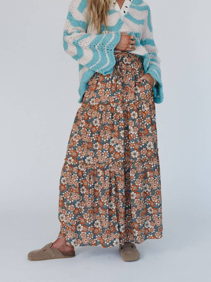 Three Bird Nest - Wholesale Skirt - Women's - Daisy Rain Maxi Skirt - Fog Nude