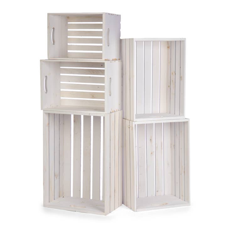 Willow Group - Wholesale Decorative Tabletop Object - S/5 WHITE WOOD CRATES4