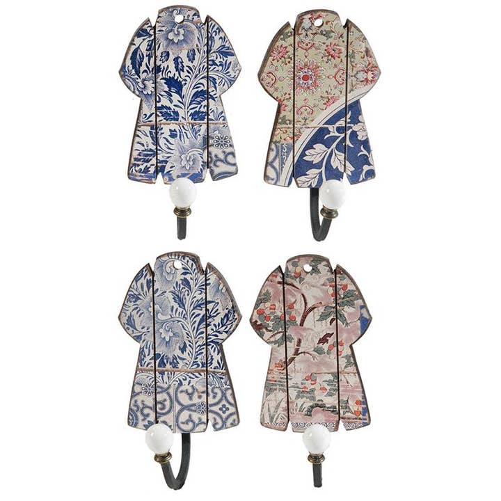 Decoración de pared S/4 4x4x7,5" con ganchos - Tonos azul/rosa para venta al por mayor de A&B Home Group Inc.