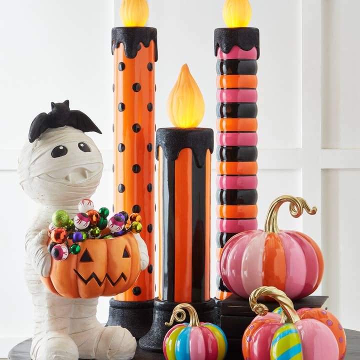 Dunn Deals - Wholesale Flameless candle - Halloween Carnival - 38" HALLOWEEN POLKA DOT BATTERY OPERATED CANDLE1