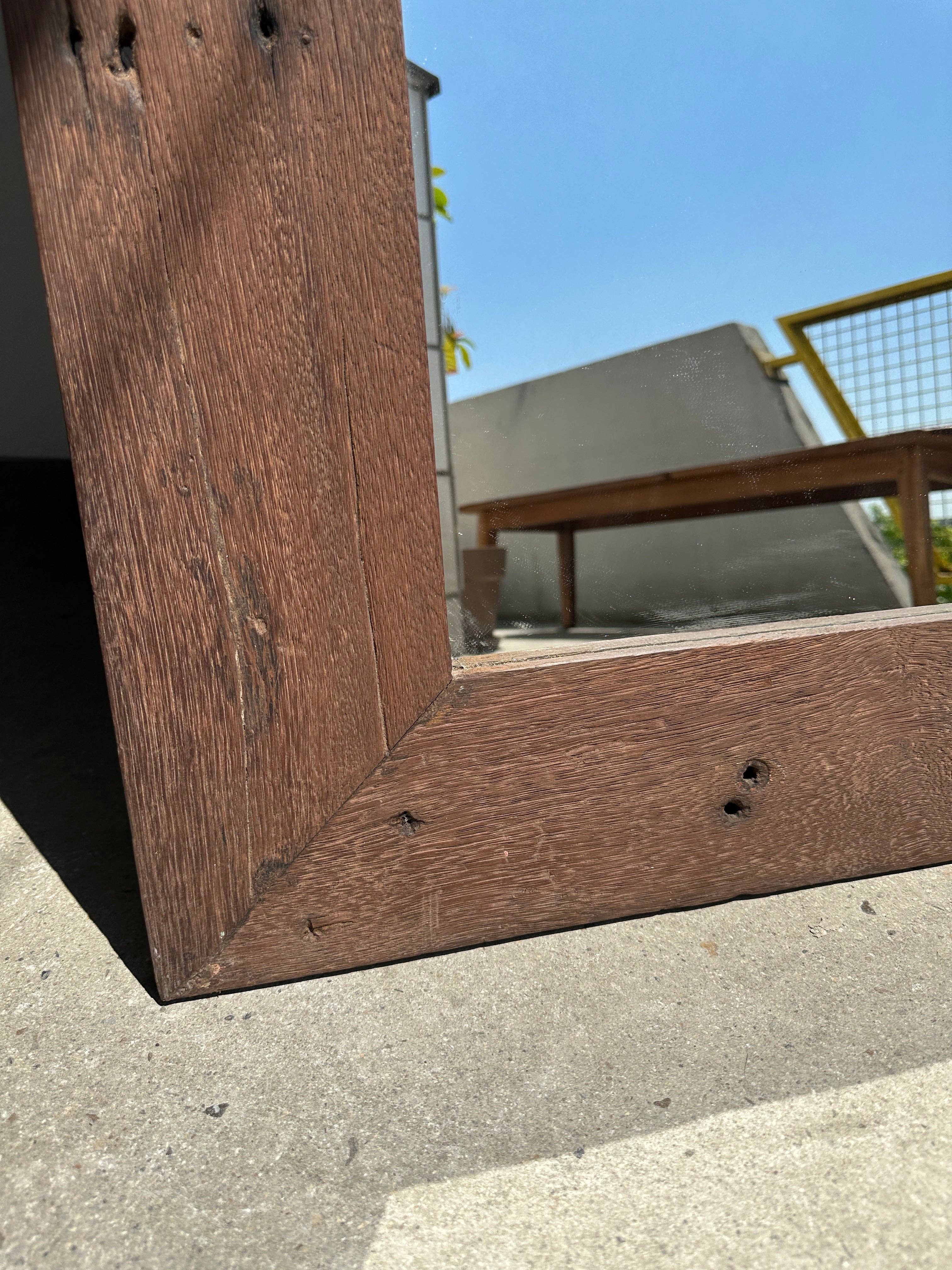 Office Objets - Wholesale Wall Mirror - Mirror with exotic brutalist old iron wood frame H:139cm61