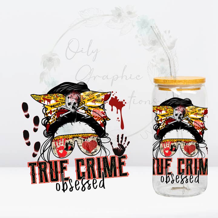 Adesivo DTF UV True Crime Obsesed per la vendita all'ingrosso da parte di Oily Graphic Creations