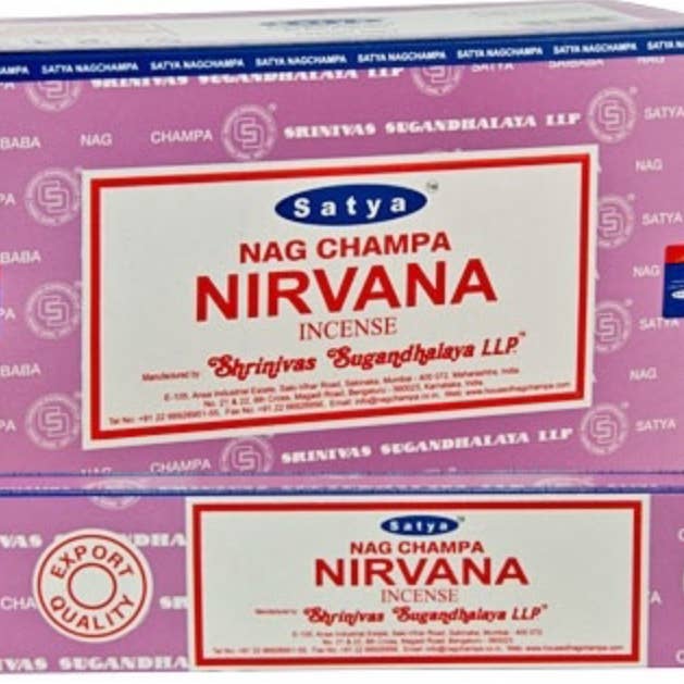 Satya Nirvana Incense - 15 Gram Pack (12 Packs Per Box) for wholesale by GREENROOTS USA LLC