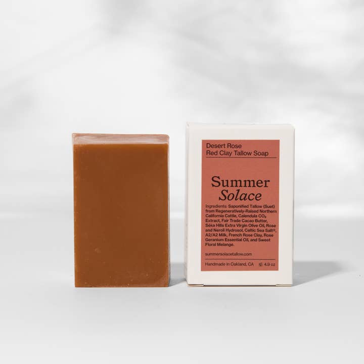 SUMMER SOLACE- Regenerative Tallow Beauty - Wholesale Bar Soap - Desert Rose Soap – Floral & Clay Infused, 4.9 oz2