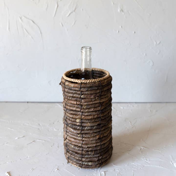 SALE - Arlo Woven Wine Bottle Holder Seagrass & Metal for wholesale by Foreside Home & Garden